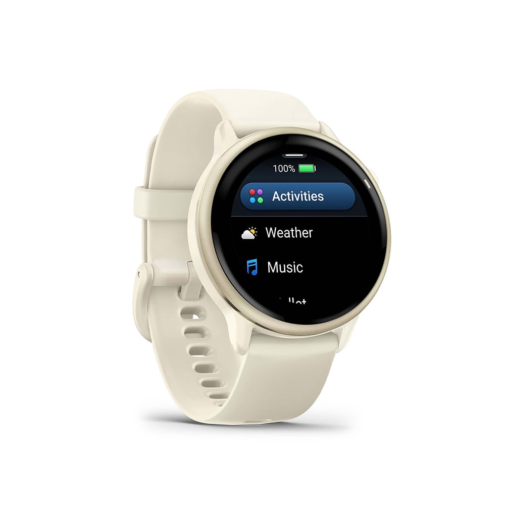 Garmin 010-02985-01 VIVOACTIVE 6 Health and Fitness GPS Smartwatch Bone with Silicone Band Bundle with 2 YR CPS Enhanced Protection Pack