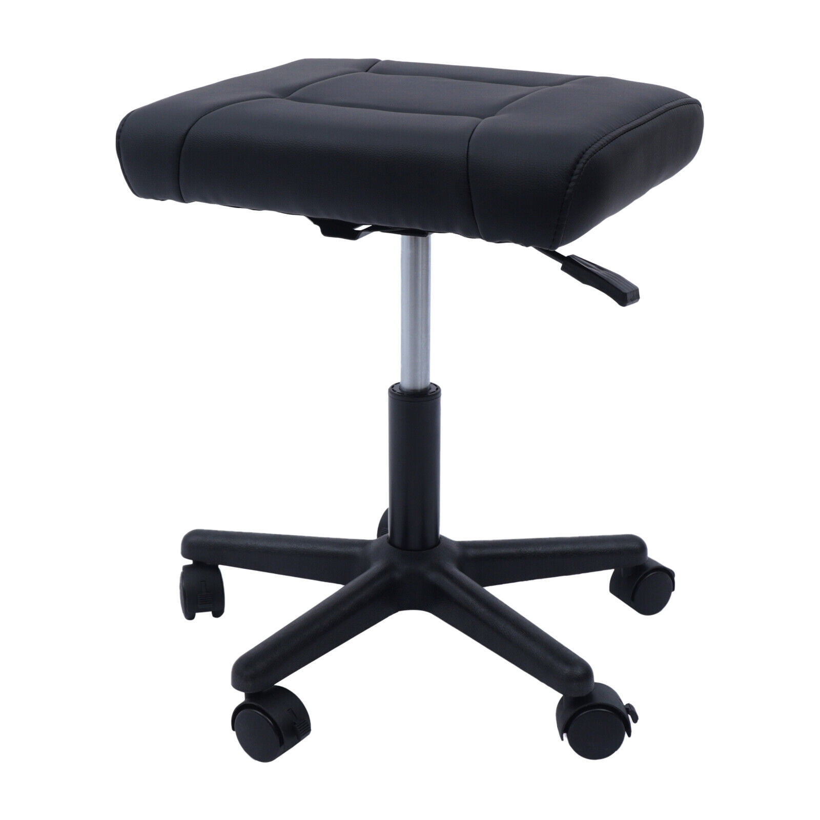Oukaning Under Desk Foot Rest Foot Stool Height Adjustable with Wheels Leather Footrest Seat