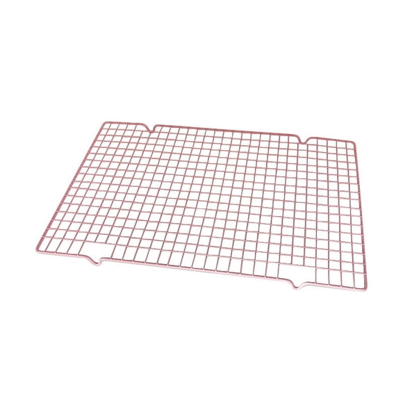 Nvzi Rejilla de enfriamiento de 2 piezas para hornear, parrilla de 16 x 10 pulgadas, hornear, asar a la parrilla, secar, apta para horno, adecuada para media sartén, rosa