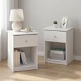 thumbnail image 2 of Furinno TIDUR Night Stand Set of 2, Modern Nightstand with Drawer, Bedside Table with Storage Shelf, End Table, Side Table, Knob Handle Drawer, for Bedroom, Living Room, Plain White, 2 of 5