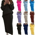 thumbnail image 5 of Women's Winter 2 Piece Outfit Sweater Sets Chunky Cable Knit Oversized Sweater Pullover and Long Skirt Sets, 5 of 6