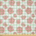 thumbnail image 2 of Ambesonne Vintage Fabric by the Yard Microfiber, Repeating Roses Plain Back, 2 Yards, Pastel Pink Blush White, 2 of 2