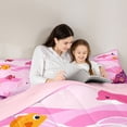 thumbnail image 4 of jejeloiu Pink Ocean Whale Art Full Size Comforter Sets For Girls,Underwater Coral Scene Bedding Comforter Set,Purple Pink,Pink Reversible,3 Pieces,1 Comforter and 2 Pillowcases, 4 of 7