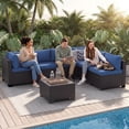 thumbnail image 5 of LazySunsets 7-Piece Outdoor Patio Furniture Set, Wicker Rattan Sectional Sofa Conversation Sets, Navy Blue, 5 of 8