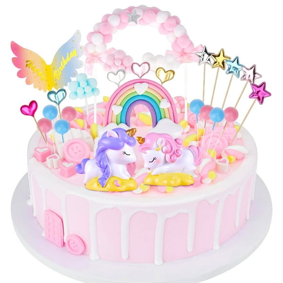 26 Unicorn Cake Toppers Rainbow Cake Toppers Happy Birthday Cake Toppers Girls Widgets