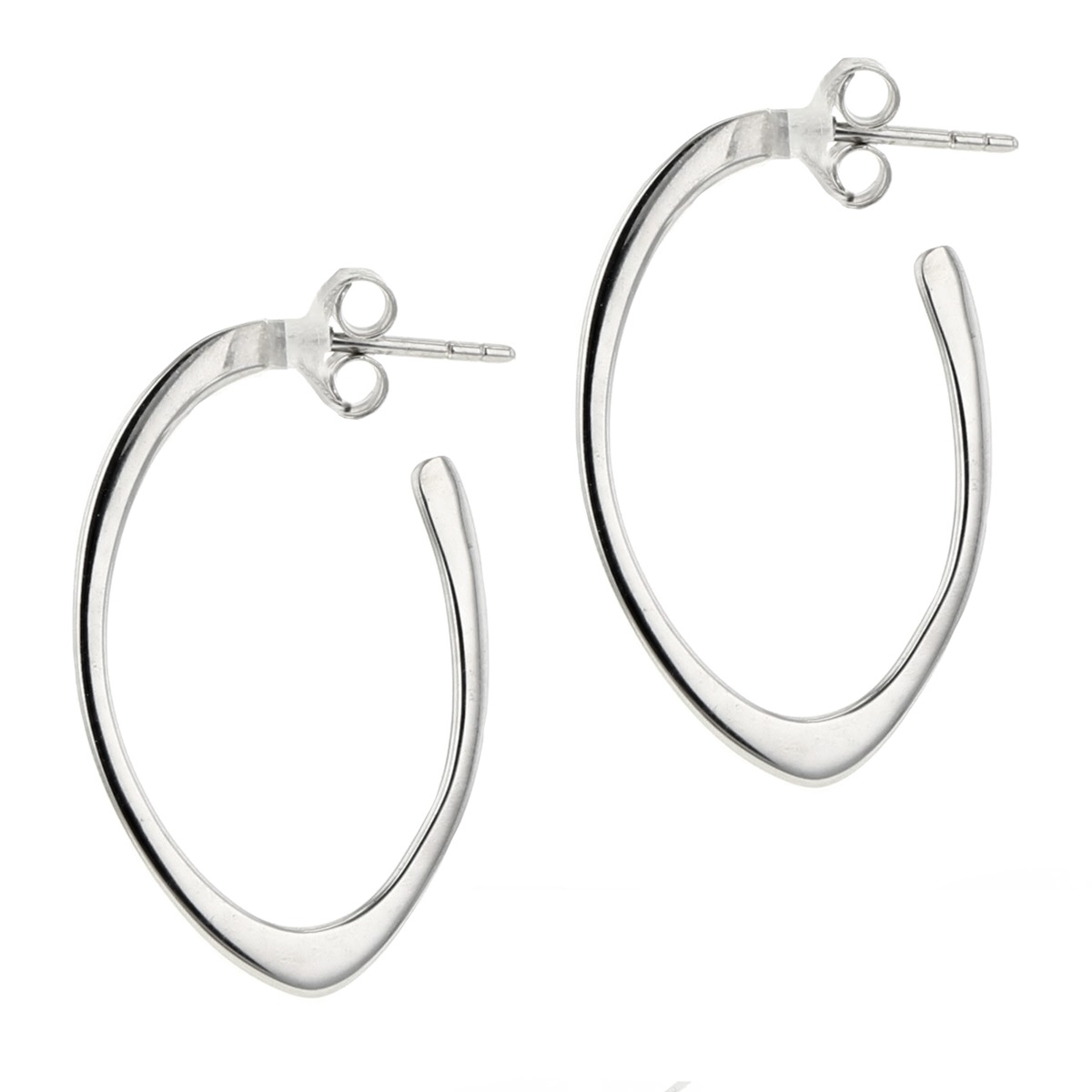 Reeds Jewelers 1" Sterling Silver Open J Hoop Earrings with Push Back Closures