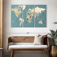 thumbnail image 3 of Elephant Stock Water Blue World Map Wall Art - Horizontal Multi Panel Canvas - Living Room Wall Decor - Map Multi Panel - Blue And Beige Decor - 50" x 32", 3 of 8