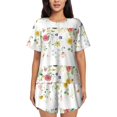 thumbnail image 1 of Fotbe Wildflowers Conjunto de Pijama Estampado para Mujer, 2 Piezas, Ropa de Dormir con Camiseta de Manga Corta y Shorts Suaves-Medium, 1 of 6