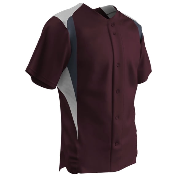 Champro Bull Pen Full Button Jersey Youth (S, Navy/White/Graphite)