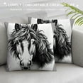 thumbnail image 3 of COMIO Horse - Black &amp; White Decorative Pillow Covers Cozy Soft Throw Pillowcase Square Couch Cushion Cover for Home Decor Sofa Living Room Bed Car, 3 of 5