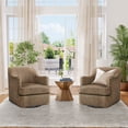 thumbnail image 5 of Carolayne Leather Accent Chair, 360°Swivel Accent Chair, Modern Barrel Accent Armchair Waterproof for Living Room, Brown Gray, 5 of 8