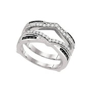 Mia Diamonds 10kt White Gold Womens Round Black Color Enhanced Diamond Wrap Ring Guard Enhancer 1/2 Cttw
