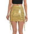 thumbnail image 6 of HDE Women's Shiny Metallic Drawstring Bodycon Mini Skirt Gold - S, 6 of 6