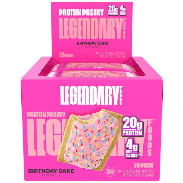 20g Protein Pastry - Low Carb Meal Replacement Bar - Low Glycemic, Gluten Free Protien Snacks - Healthy Keto Snack Box, 10x Zero Sugar Energy Bars - Bariatric Diabetic Friendly