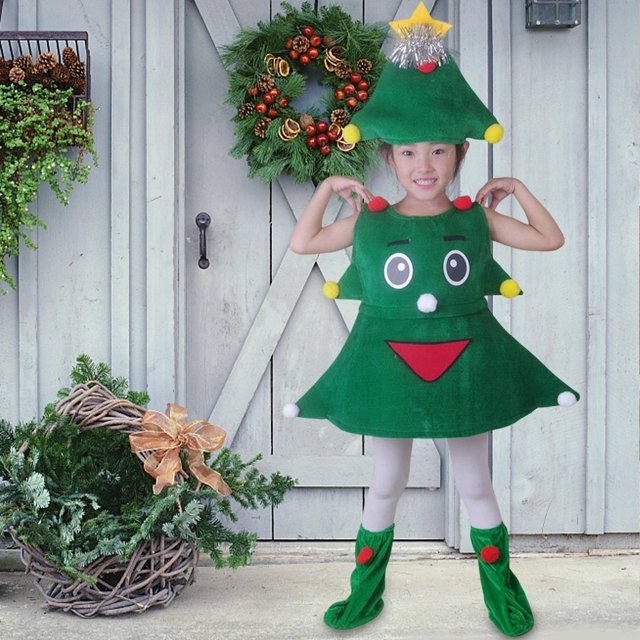 Novedad Niños de Navidad Ropa de Disfraces Vestir con Cubierta de Zapatos Ropa de Navidad para Fiesta Festival Masquerade Carnival Decor 90cm