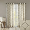 thumbnail image 5 of Fretwork Print Blackout Window Curtain, Grommet Top Window Curtain Panel for Living Room Bedroom, Scroll Geometric Fretwork Print Design Window Curtain Panel in Grommet Top, Beige+Grey, 5 of 9