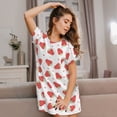 thumbnail image 3 of Naloa Hand Drawn Strawberry Print Women Nightgowns,Womens Loungewear,Short Sleeve Sleepwear,Comfy Ladies Nightdress, 3 of 6