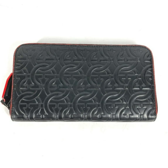 Pre-Owned Salvatore Ferragamo Gancini round zipper long wallet in black leather for... (Good)