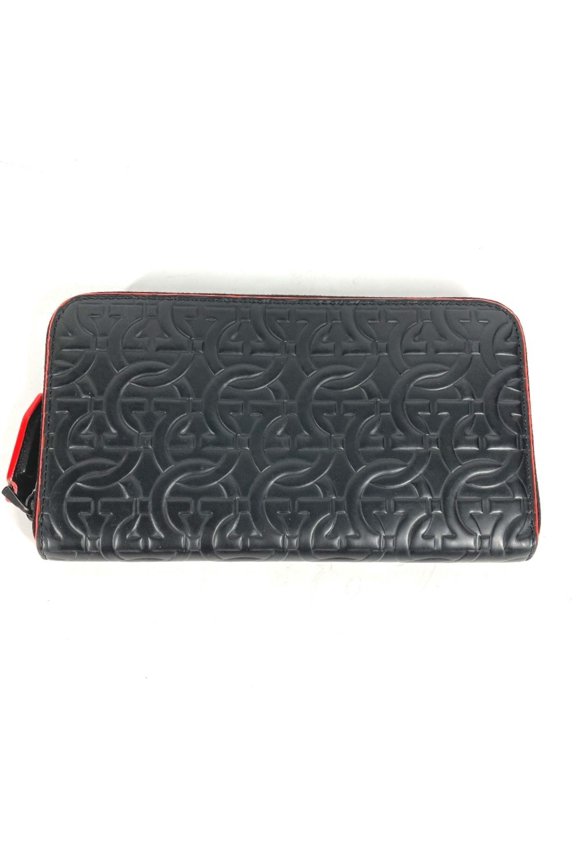 Pre-Owned Salvatore Ferragamo Gancini round zipper long wallet in black leather for... (Good)