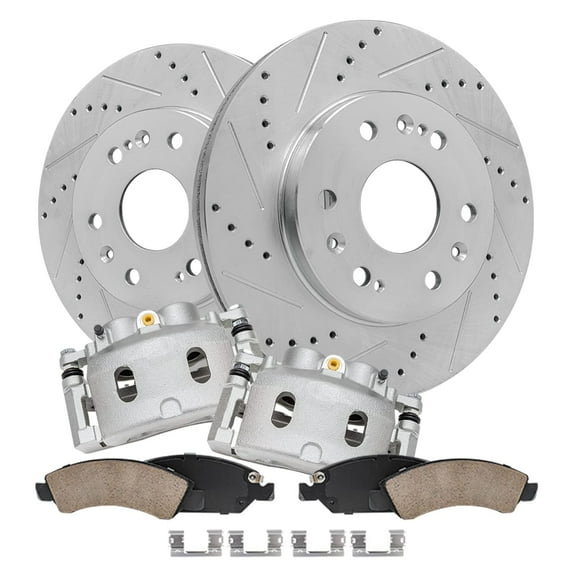 Detroit Axle - Front Drilled Rotors Brake Calipers Ceramic Pads for Chevrolet Silverado GMC Sierra Yukon XL 1500 Tahoe Suburban Avalanche Cadillac Escalade: 12.99 inch Rotor