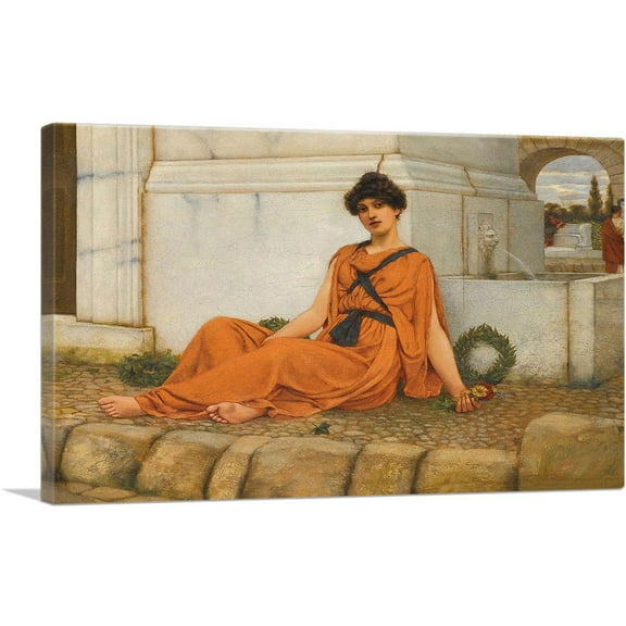 ARTCANVAS Repose The Flower Girl 1899 Canvas Art Print by John William Godward - Size: 26" x 18" (0.75" Deep)