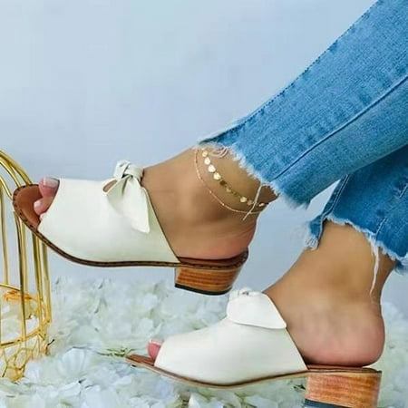 

Egmy Summer 2021 Thick Heel Comfortable Bow Buckle Sandals Beach Women
