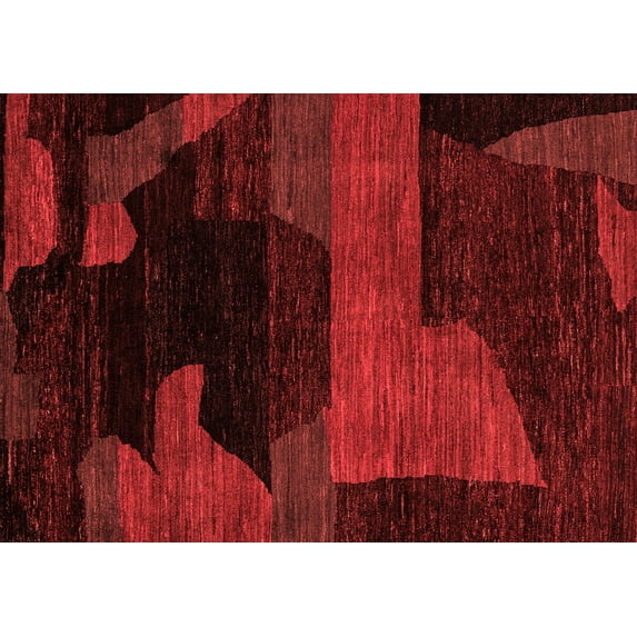 Ahgly Company Machine Washable Indoor Rectangle Abstract Red Modern Area Rugs, 2' x 5'