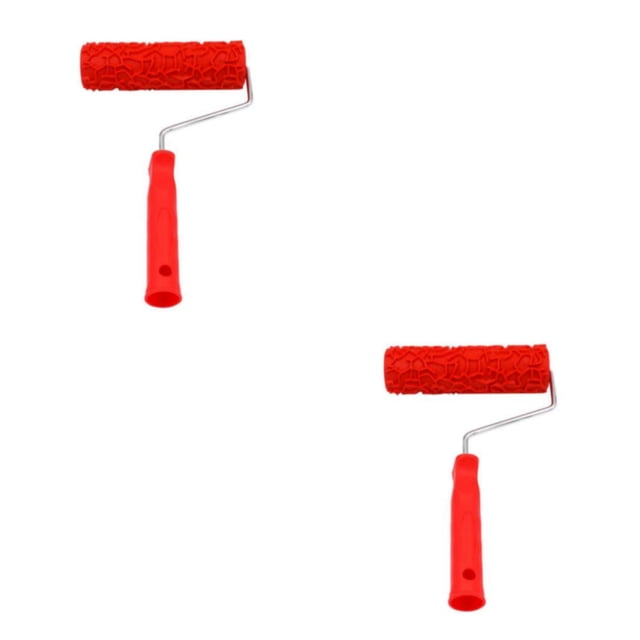 VONKY 1/2/3/5 7-Inch Assorted Embossed Pattern Painting Roller with Plastic Handle Red Type 4 2PCS