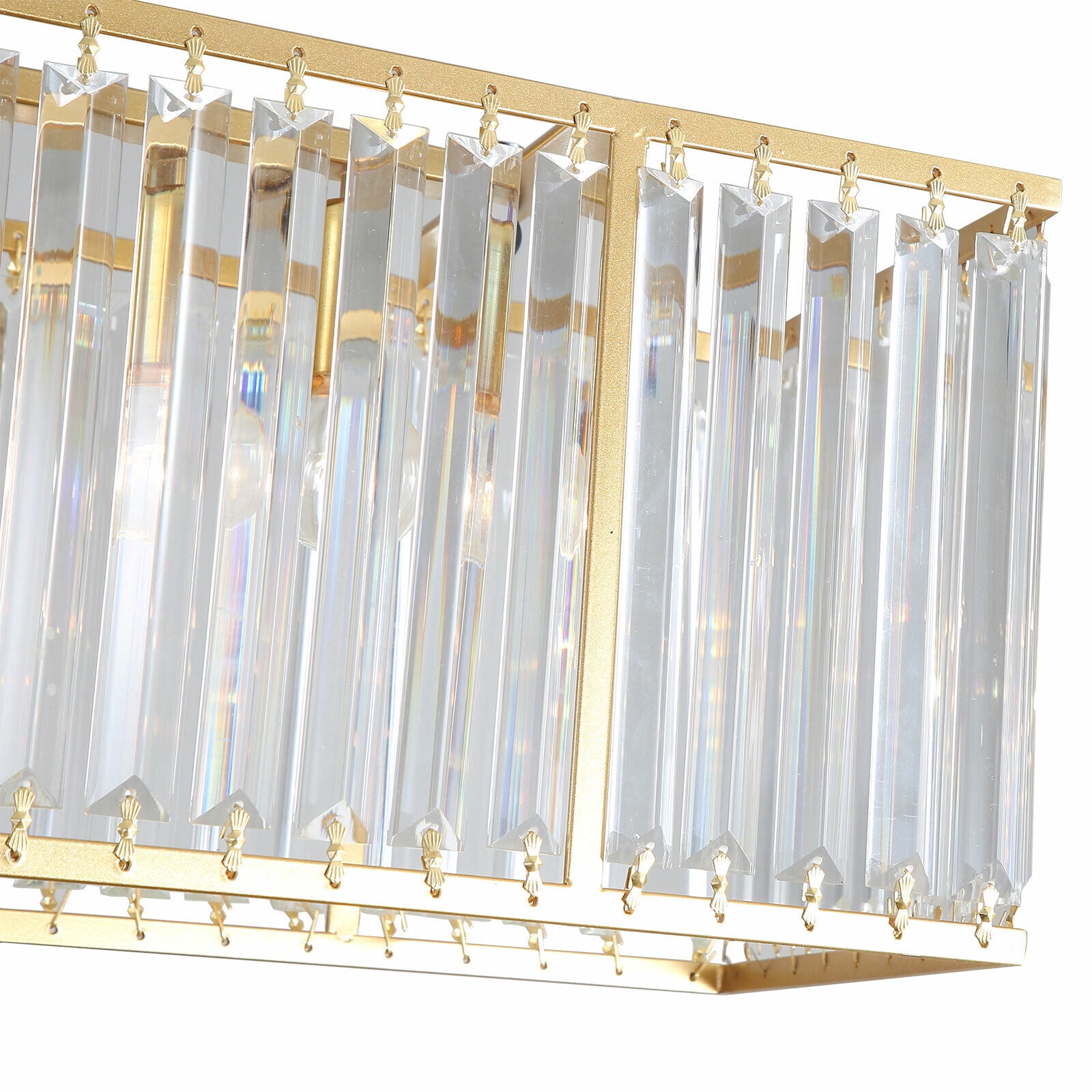 Modern Rectangular Crystal Chandelier Hanging Lamp Ceiling Pendant Light Fixture