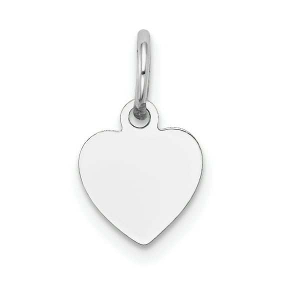 14k White Gold Plain .018 Gauge Engravable Heart Charm