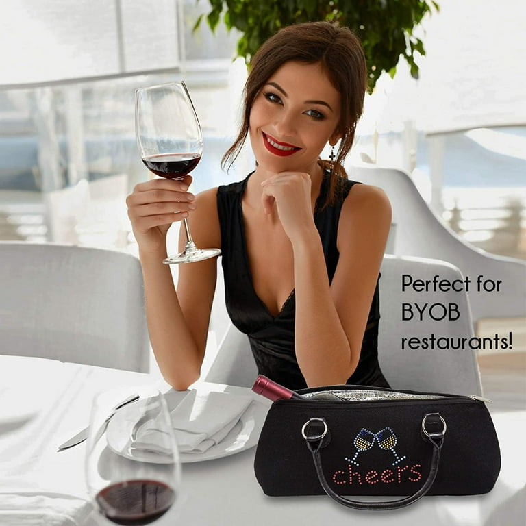 Primeware 3027 CH Womens Cheers Insulated Single Bottle Wine Clutch Tote Bag