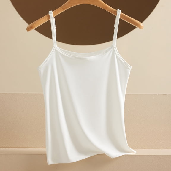 Qiyinn Women's Casual Fashion Solid Color Round Neck Pullover Sleeveless Adjustable Camisole Base Sports Seamless Slim Fit Vest Top