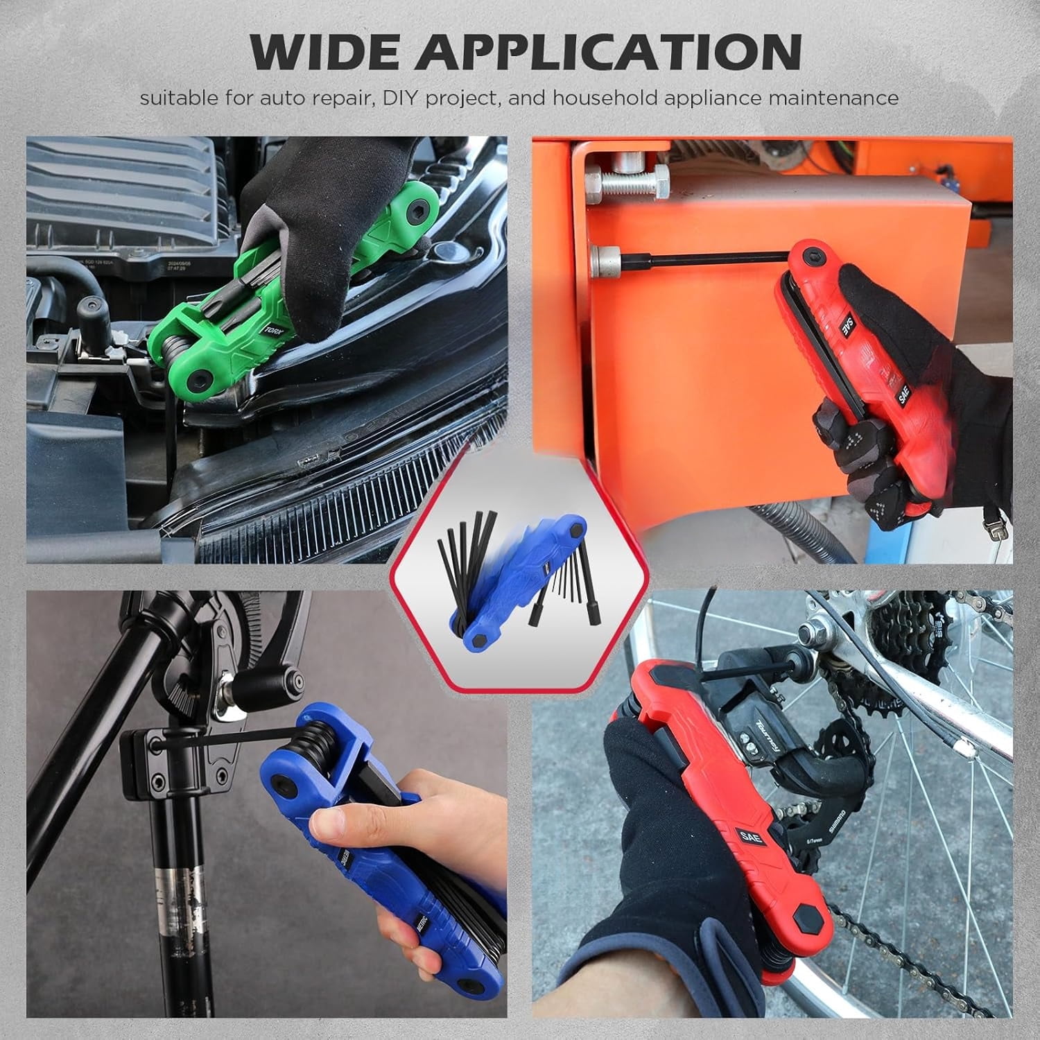 41-Piece Hex Key Allen Wrench Set, L Shape Hex and Torx Key Wrenches with Torque Handle | SAE(0.028"-3/8") | Metric(0.7mm-10mm) | Torx(T9-T50) in 3-Layer Storage Case, Heat Treated Cr-V Steel