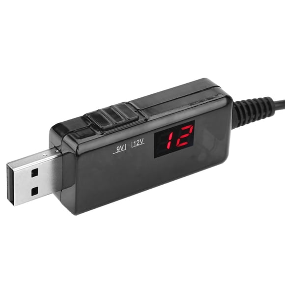 Enrutador con cable elevador de USB a CC Convertidor de voltaje elevador Pantalla 9 V/12 V