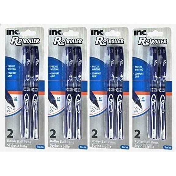 R-2 Roller Ball Pen, 0.7 mm Blue Ink (8 Pens Included) 4 Piece