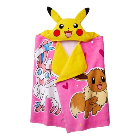 Pokemon Pikachu Kids Cotton Hooded Towel, Pink