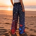 thumbnail image 5 of Women's Independence Day Pants Independence Day USA Flag Print Slit Baggy Pajama Bottoms Elastic High Waist Wide Leg Regular Fit Breathable Pants, #01 Dark Blue, XL, 5 of 5