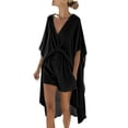 thumbnail image 3 of VBVC Women's 2 Piece Cotton Loungewear Set,Batwing Sleeve Cardigan and Drawstring Shorts For Women,Ladies Casual Summer Outfit with Pockets,Black,S-3XL, 3 of 10