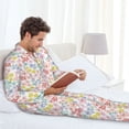 thumbnail image 6 of Naloa Retro Floral Men’s Pajamas Set - Long Sleeve Button Down Sleep Shirt and Pajama Bottoms Sleepwear Set-X-Large, 6 of 7