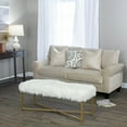 thumbnail image 6 of Faux fur Upholstered Rectangular Bench with Crossed Metal Base, White and Gold- Saltoro Sherpi, 6 of 8