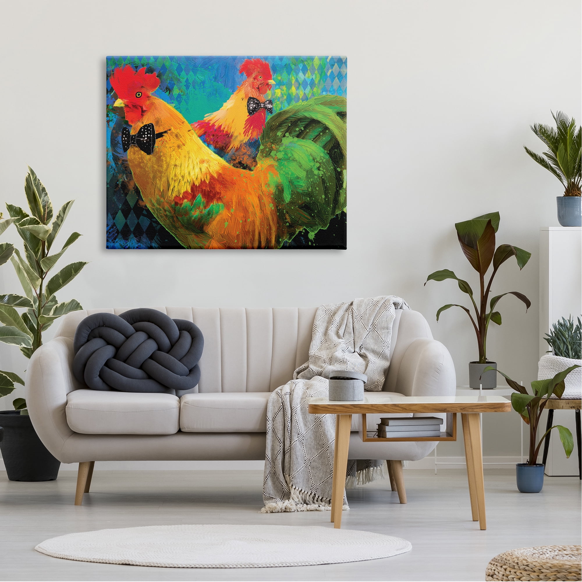 Stupell Industries Chicken Hens Wearing Bowties Patterned Diamond Collage Canvas Wall Art, 48 x 36, Design by Porter Hastings