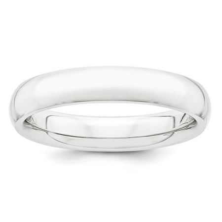 Platinum Solid Polished Engravable 4mm Half-Round Comfort Fit Lightweight Band Ring - Ring Size: 4 to
