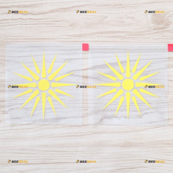 2X Yellow 4" Sun of Vergina Macedonia Flag Decal Sticker Car Vinyl Macedonian