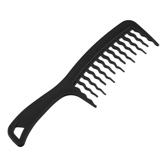 1pc Women Comfortable Wide Tooth Comb for Curly Thick Wavy Dry Wet Hair Black PP