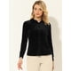 thumbnail image 2 of INSPIRE CHIC Blusa de trabajo con cuello redondo para mujer Camisa de terciopelo de manga larga con botones Negro XS, 2 of 5