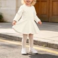 thumbnail image 6 of JUMEYU Baby Girls Ruffled Flannel Long Sleeve Medium Length Solid Color Casual Dress 9 12 Months (White,9-12 Months), 6 of 7