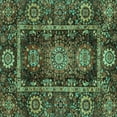 thumbnail image 1 of Ahgly Company Machine Washable Indoor Square Oriental Turquoise Blue Traditional Area Rugs, 8' Square, 1 of 4
