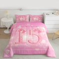 thumbnail image 2 of Homewish Personalized 15 Birthday Gifts Full Size Comforter Sets,Kawaii Bow Tie Bedding Comforter Set,Princess Pink Bowknot Bedding Sets For Girl Teens,Microfiber Bedroom Decor Reversible,3 Pieces, 2 of 8