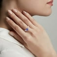 thumbnail image 2 of KIRAN FINE JEWEL Trillion Blue Tanzanite CZ Diamond Cocktail Band Ring 925 Sterling Silver Wedding Engagement Band Ring Statement Jewelry Gift For Her, 2 of 5