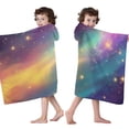 thumbnail image 4 of Colorful Galaxy Pattern Hooded Bath Towel，50"x30" for Ages 3 To 12 Kids, Quick Dry Lightweight Soft Microfiber Hood Beach Towel Cover Up for Kids, 4 of 7